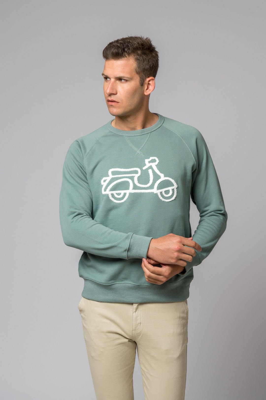 SUDADERA VESPA FELPA AZUL CLARO