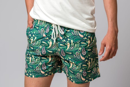 BAÑADOR CACHEMIR VERDE Y BEIGE