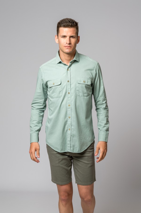 AQUA GREEN OVERSHIRT WITH POCKETS