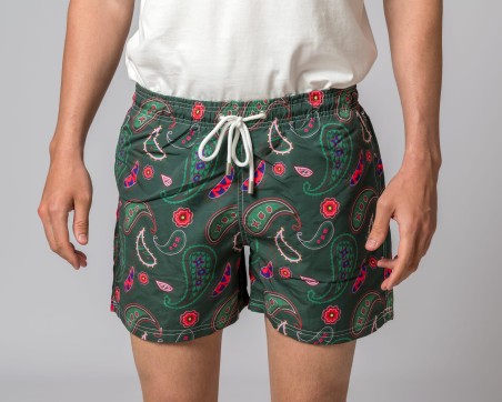 MAILLOT DE BAIN FLEURS VERTES ET ROSES