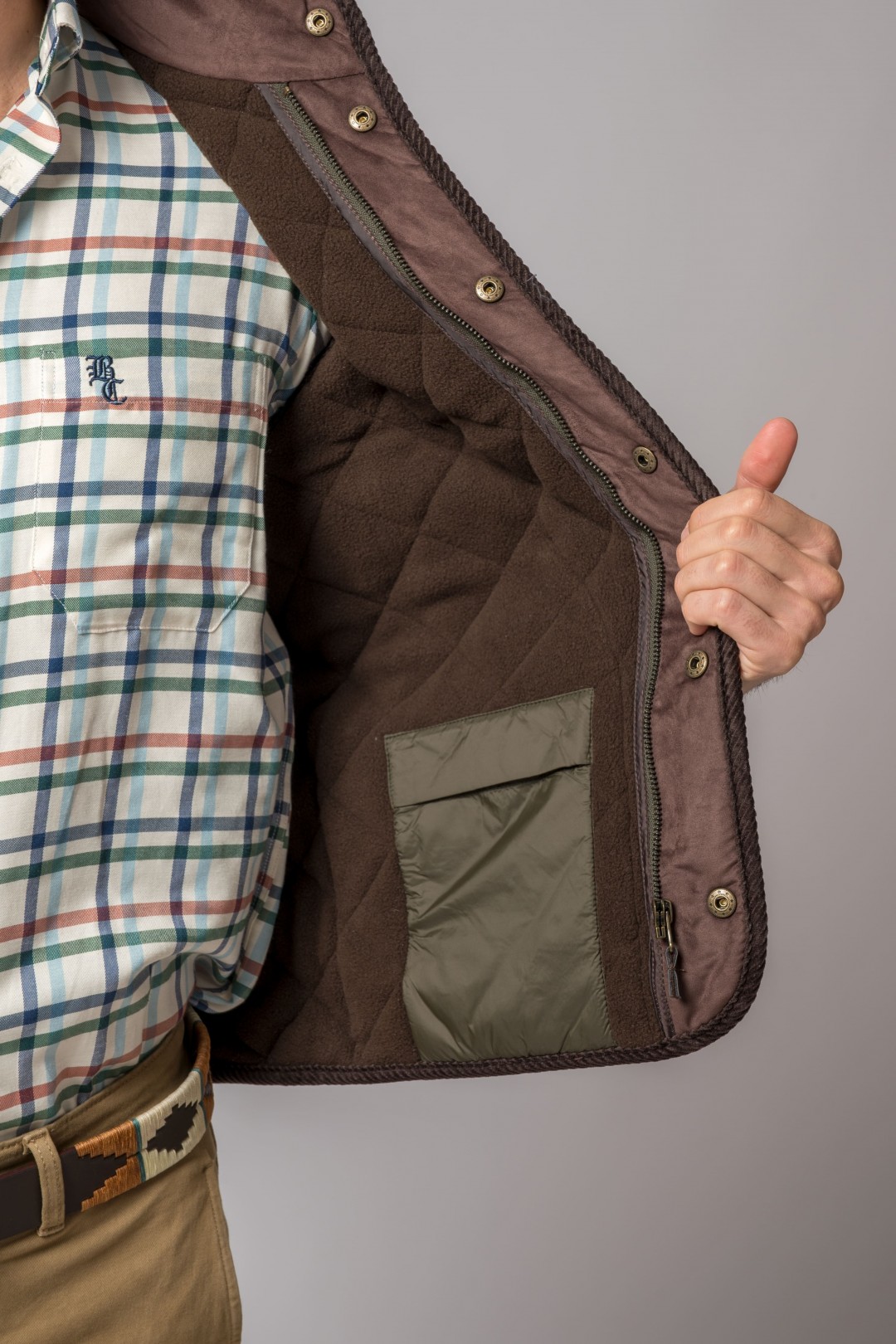 GREEN MELTON VEST