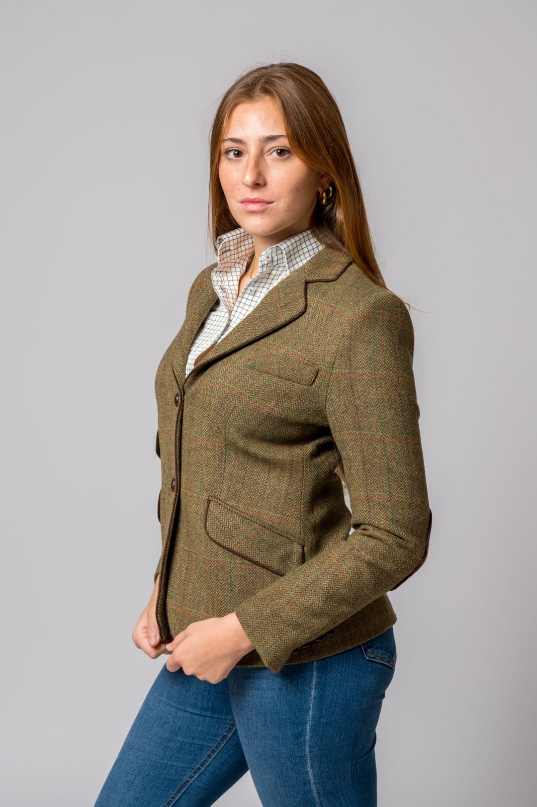 CHAQUETA LANA ESPIGA RAYA VERDE Y NARANJA