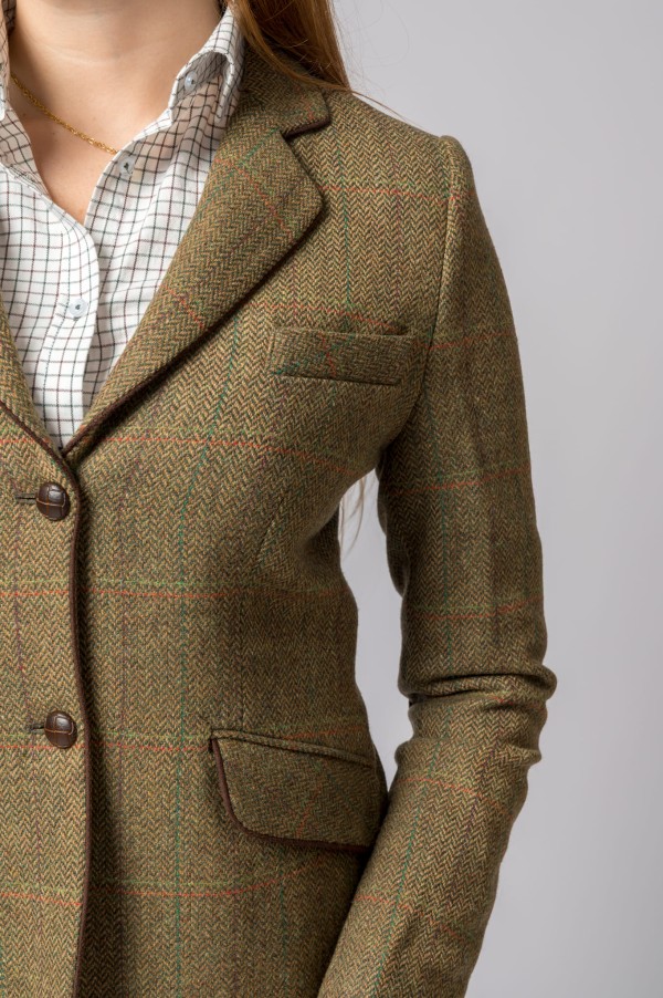 CHAQUETA LANA ESPIGA RAYA VERDE Y NARANJA 2