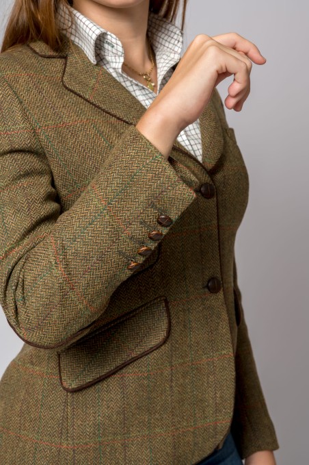 CHAQUETA LANA ESPIGA RAYA VERDE Y NARANJA