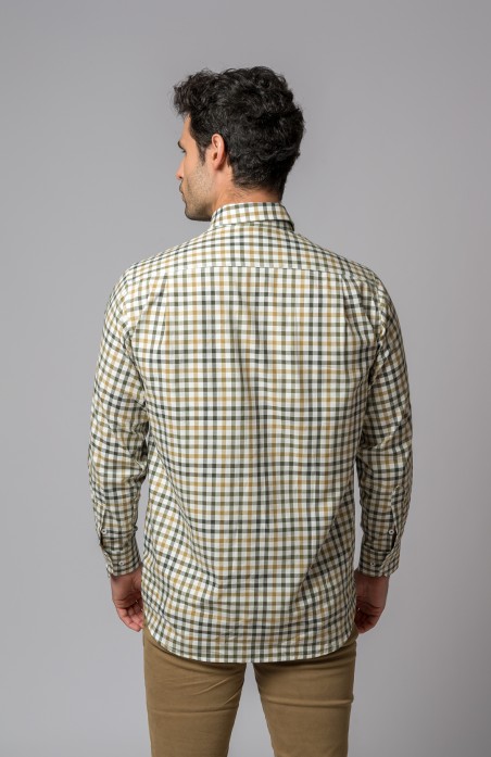 CAMISA CUADROS OLIVA Y MOSTAZA