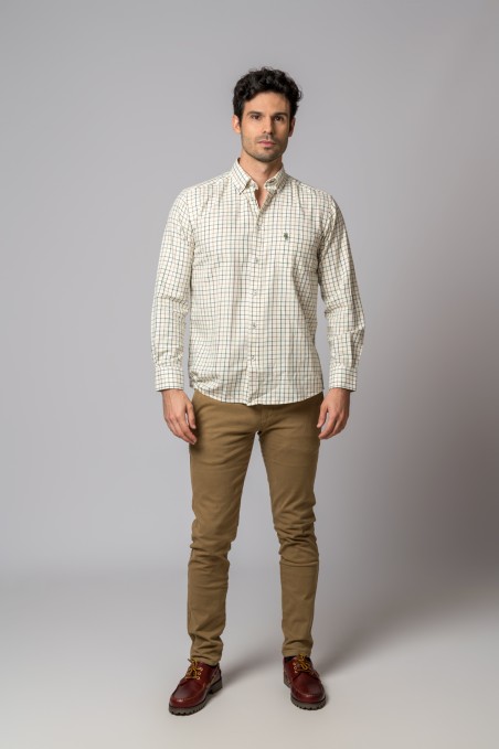 CAMISA CUADROS VERDE, MARRÓN Y CAMEL