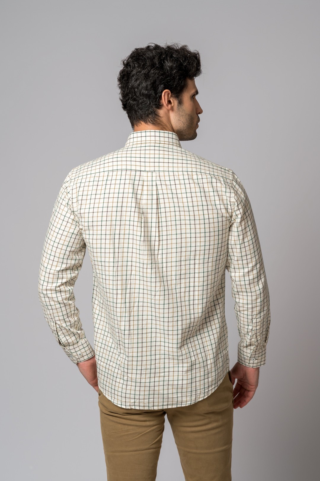 CAMISA CUADROS VERDE, MARRÓN Y CAMEL