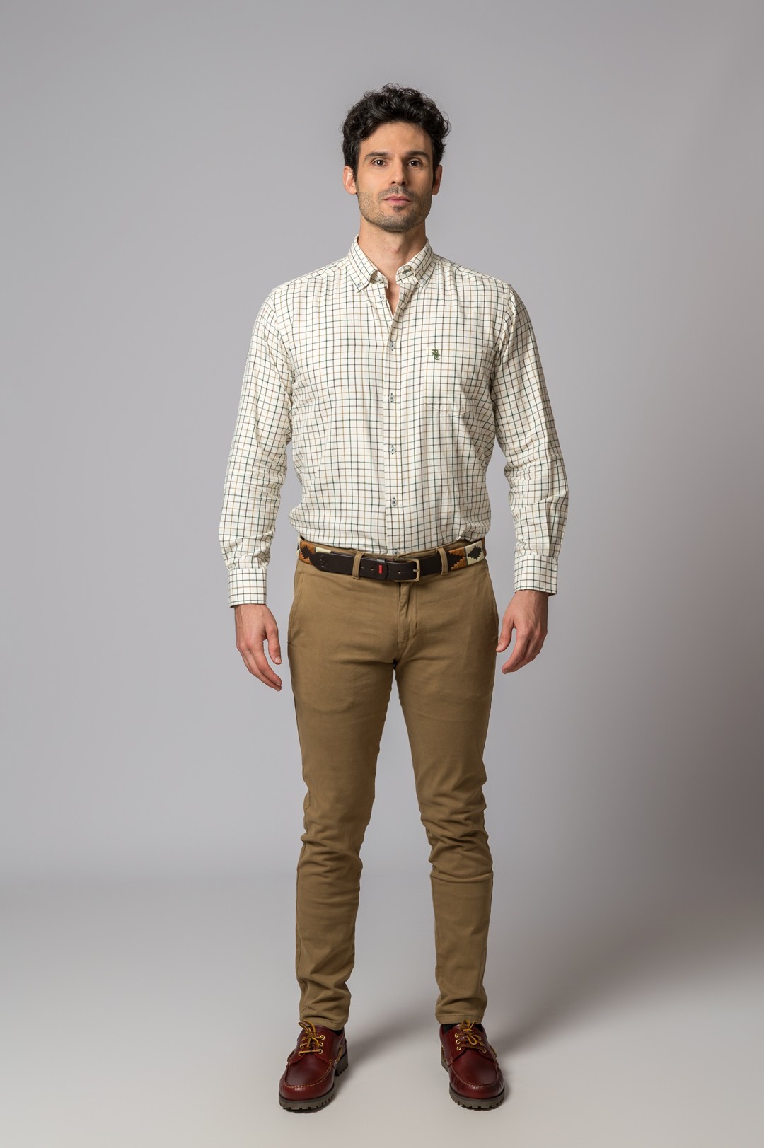 CAMISA CUADROS VERDE, MARRÓN Y CAMEL