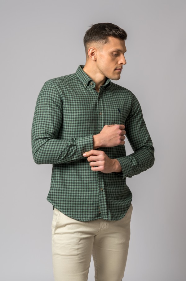 CAMISA CUADROS VERDE Y NEGRO