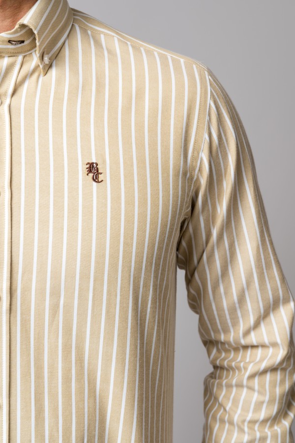 BEIGE AND WHITE STRIPED SHIRT 2