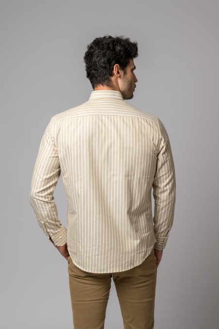 CAMISA RAYA BEIGE Y BLANCA