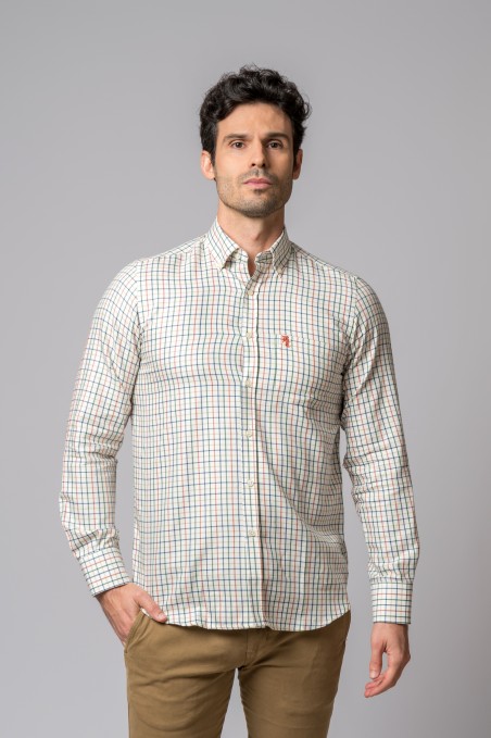 CAMISA CUADROS AZUL, NARANJA Y VERDE