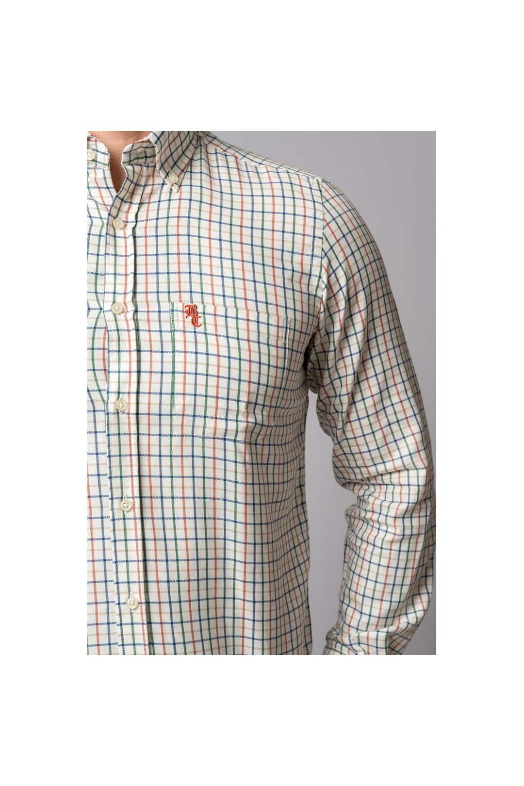 CAMISA CUADROS AZUL, NARANJA Y VERDE