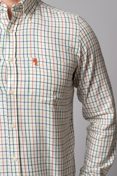 CAMISA CUADROS AZUL, NARANJA Y VERDE