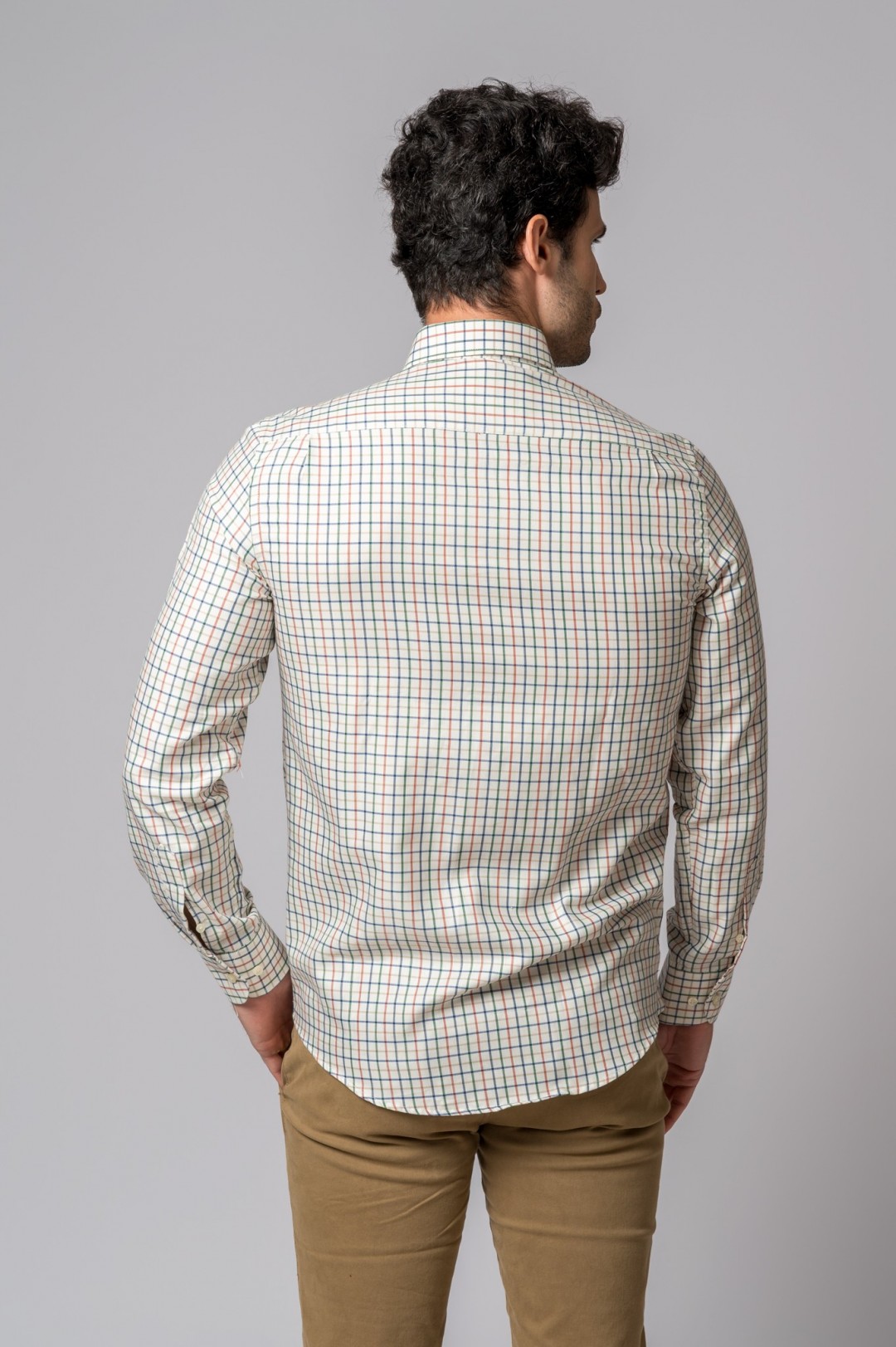 CAMISA CUADROS AZUL, NARANJA Y VERDE