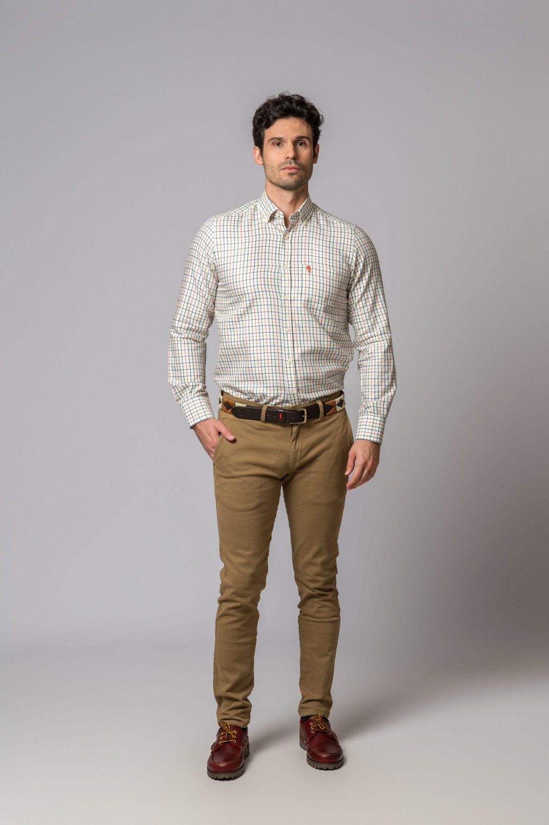 CAMISA CUADROS AZUL, NARANJA Y VERDE