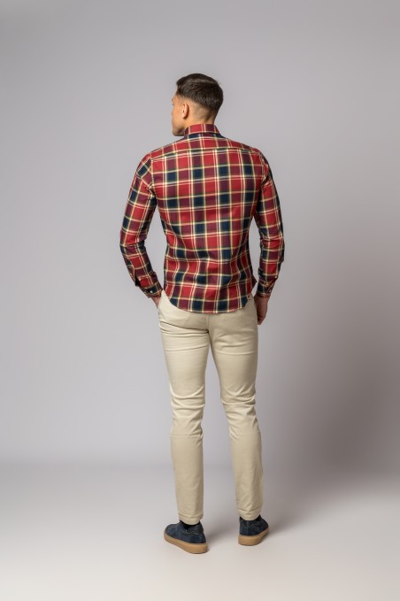 CAMISA CUADROS ROJO, BURDEOS Y AZUL