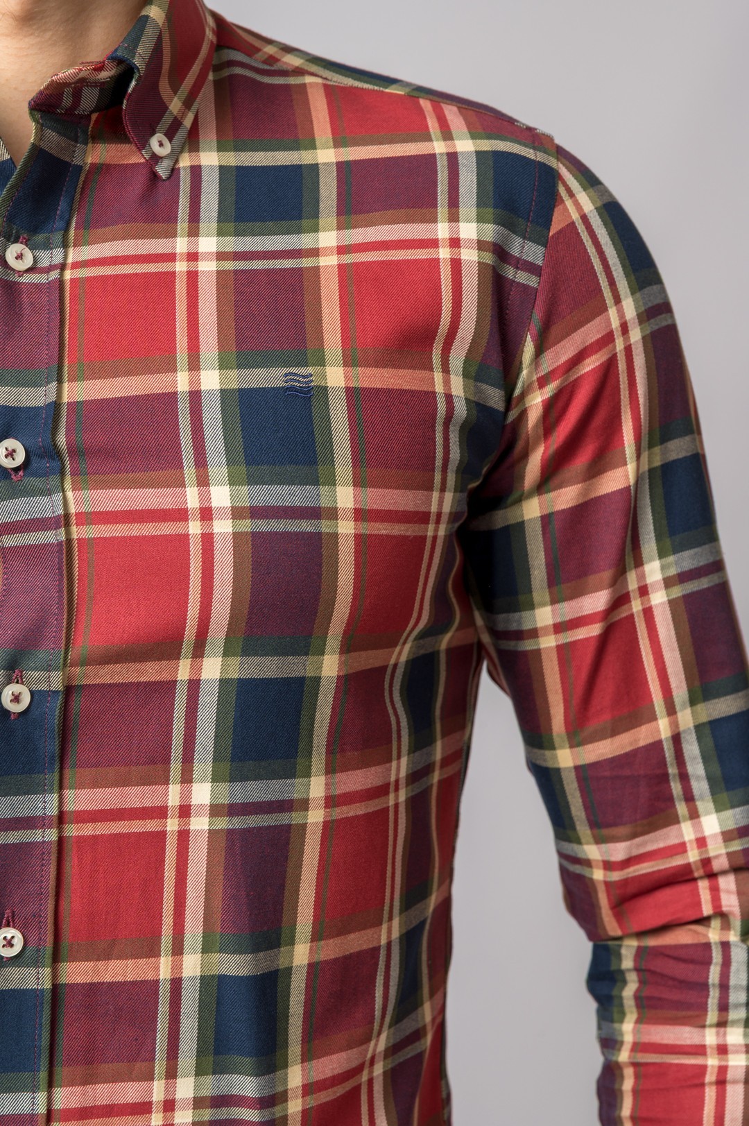 CAMISA CUADROS ROJO, BURDEOS Y AZUL