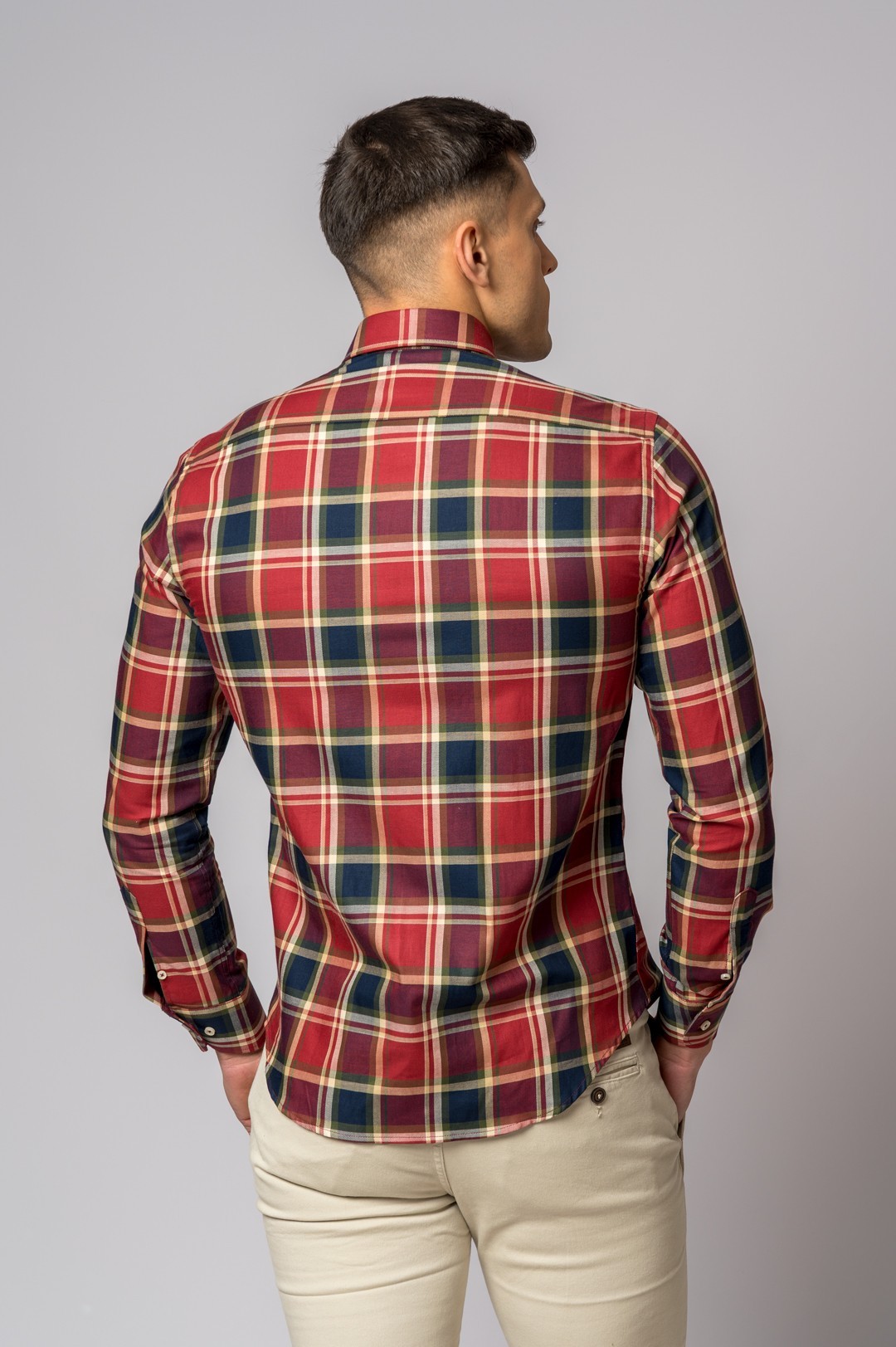 CAMISA CUADROS ROJO, BURDEOS Y AZUL
