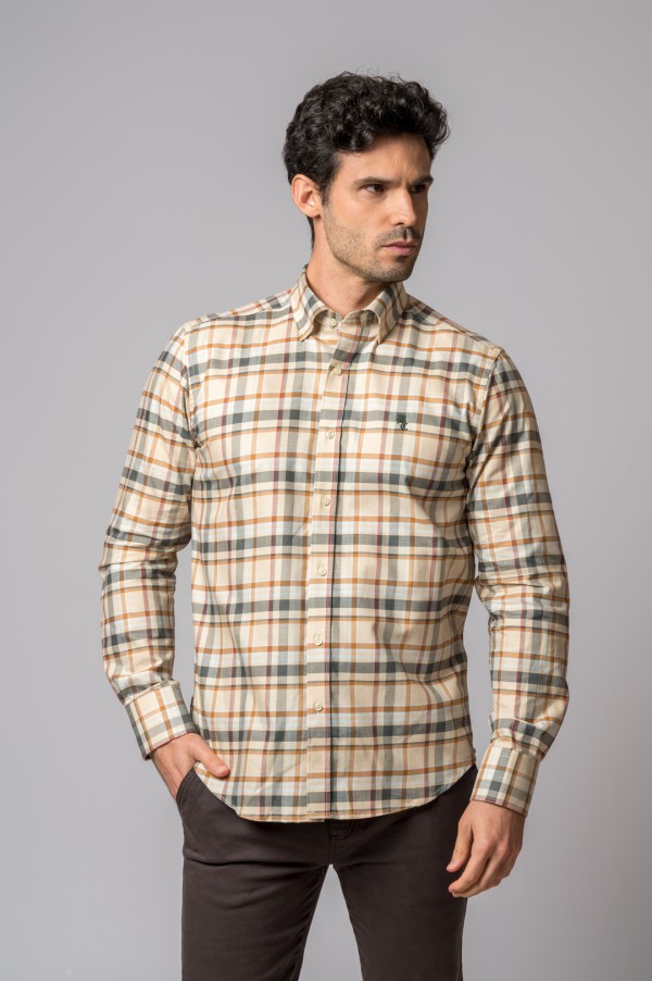 CREAM PLAID SHIRT