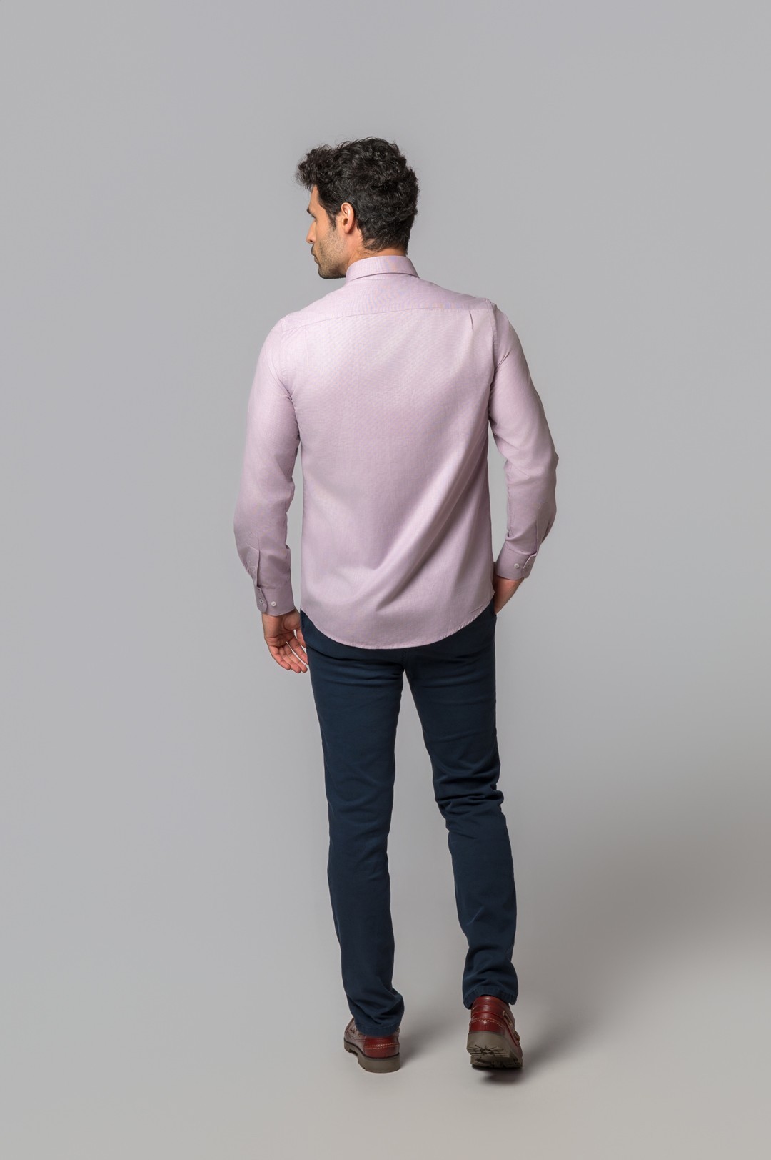 CAMISA MICROCUADROS BURDEOS Y BLANCO