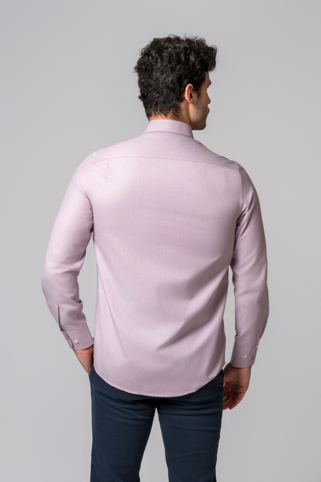 BURGUNDY AND WHITE MICRO-CHECK SHIRT