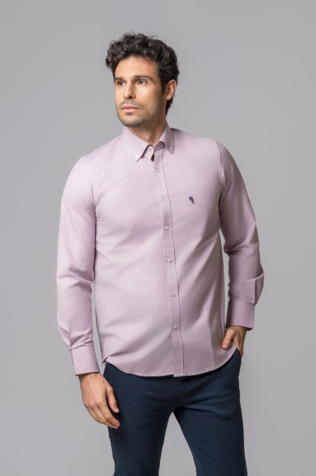 CAMISA MICROCUADROS BURDEOS Y BLANCO