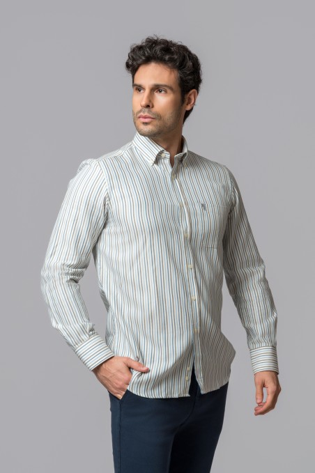 CAMISA RAYAS AZUL MARINO, CELESTE Y GRIS