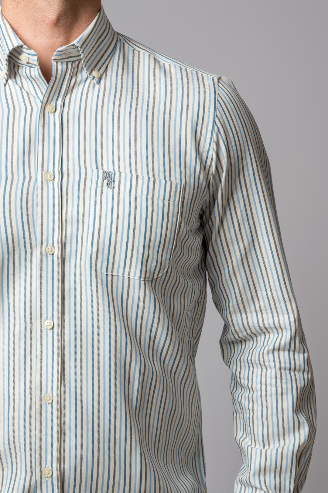 CAMISA RAYAS AZUL MARINO, CELESTE Y GRIS