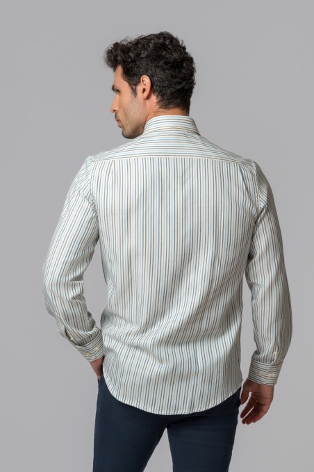 CAMISA RAYAS AZUL MARINO, CELESTE Y GRIS