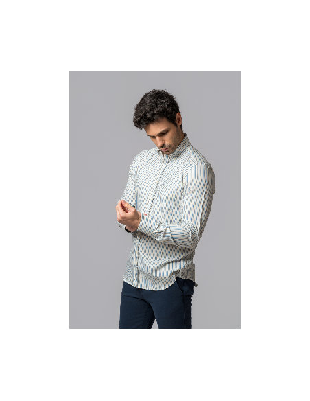 CAMISA RAYAS AZUL MARINO, CELESTE Y GRIS