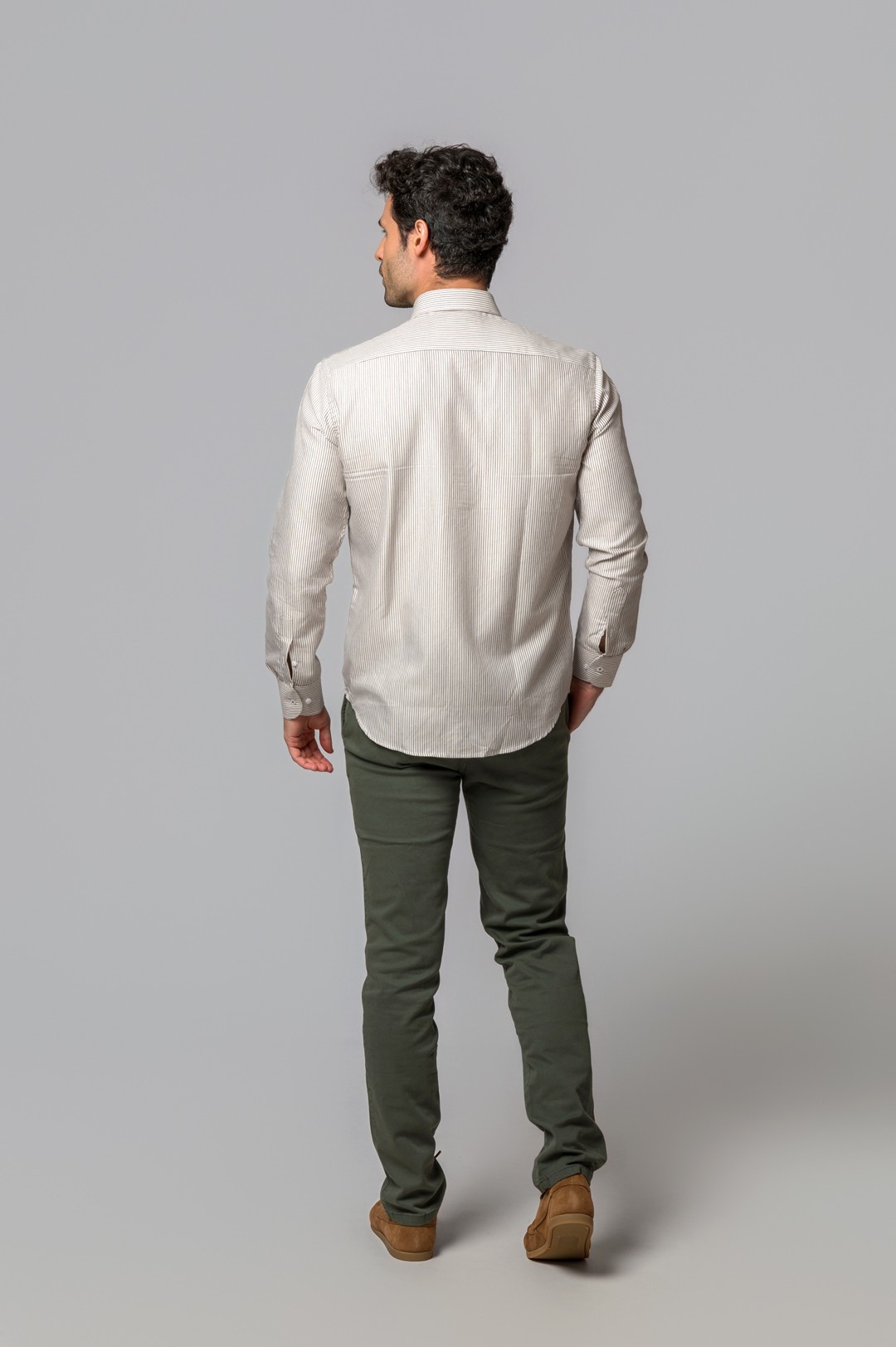 CAMISA RAYAS OXFORD MARRÓN