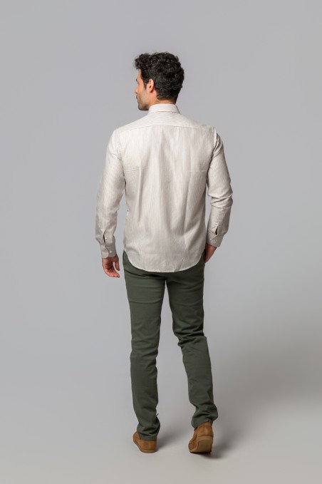 CAMISA RAYAS OXFORD MARRÓN