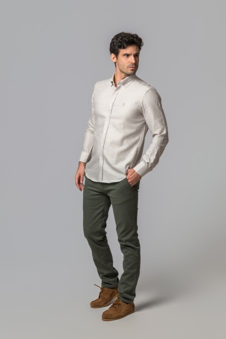 CAMISA RAYAS OXFORD MARRÓN