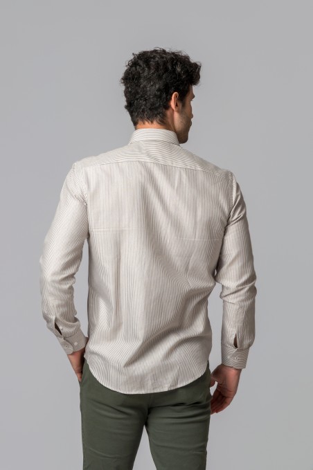 CAMISA RAYAS OXFORD MARRÓN
