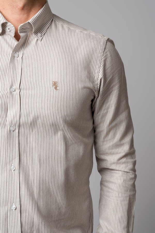 BROWN OXFORD STRIPED SHIRT 2