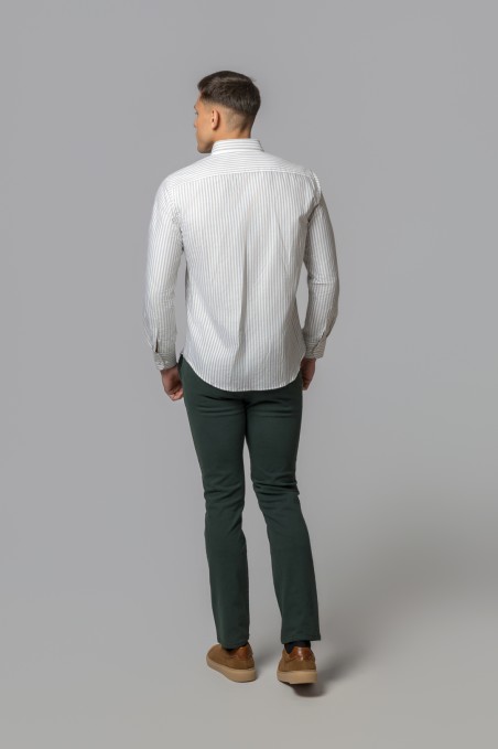 CAMISA RAYAS OXFORD VERDE GRISACEO
