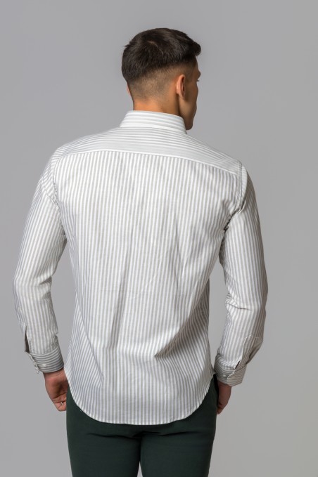 CAMISA RAYAS OXFORD VERDE GRISACEO