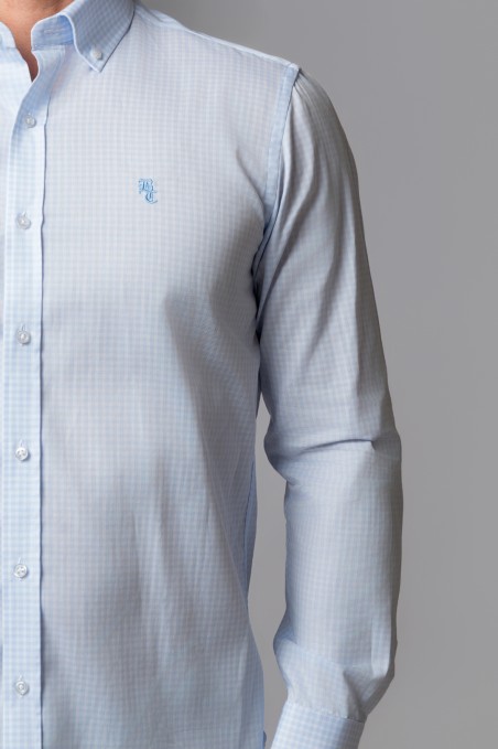 CAMISA CUADROS CELESTE