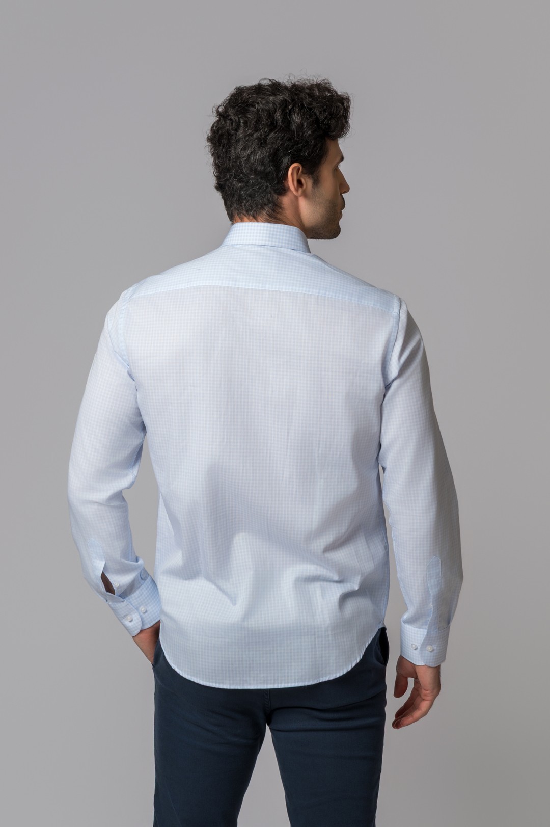 CAMISA CUADROS CELESTE
