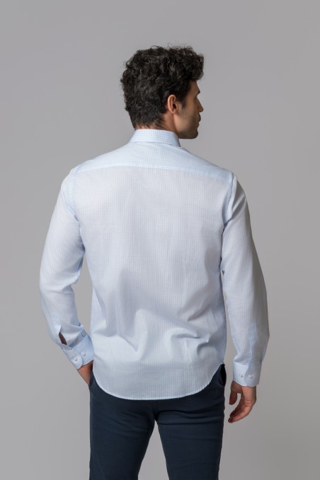 CAMISA CUADROS CELESTE