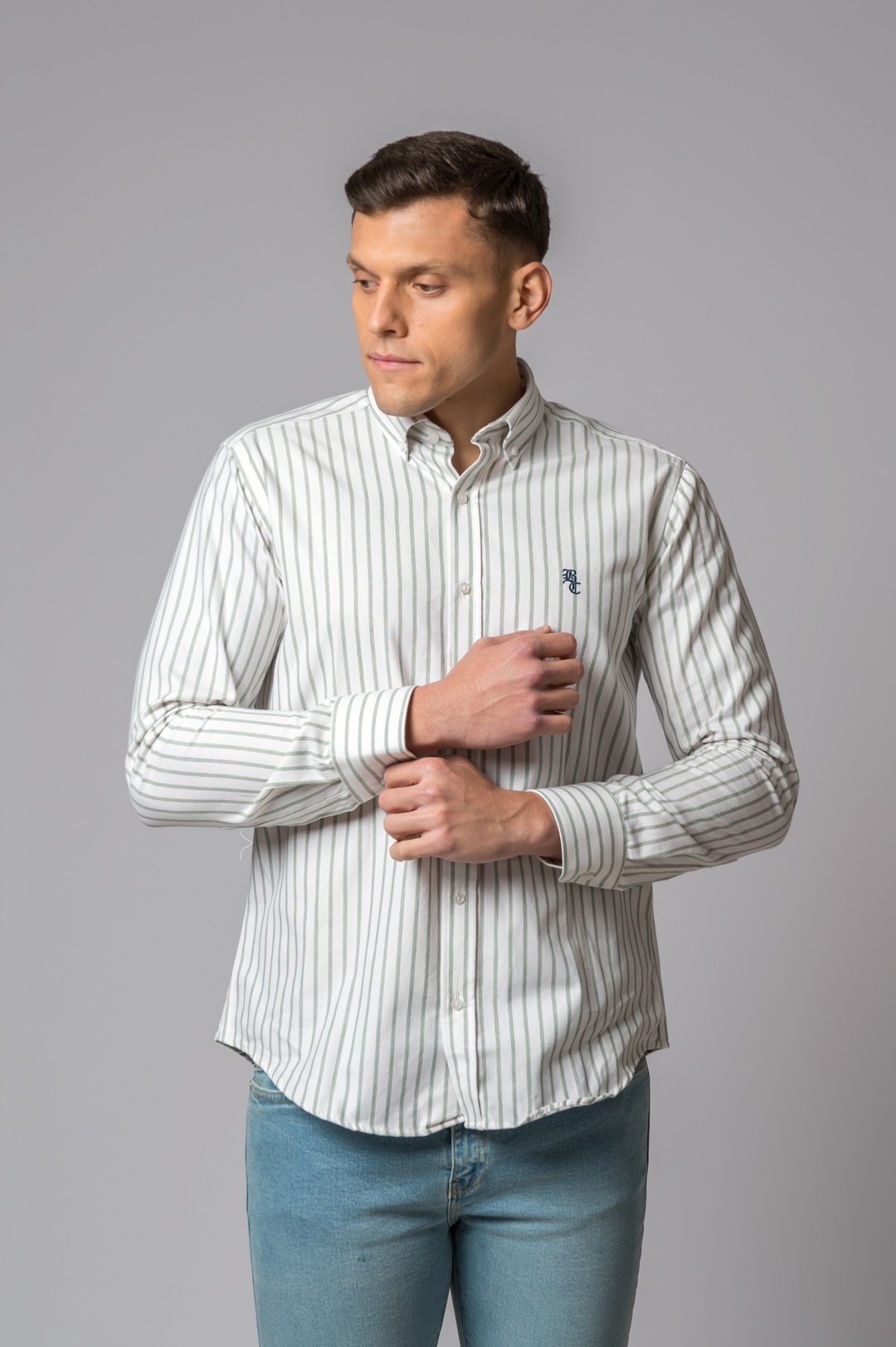CAMISA RAYAS VERDE PASTEL