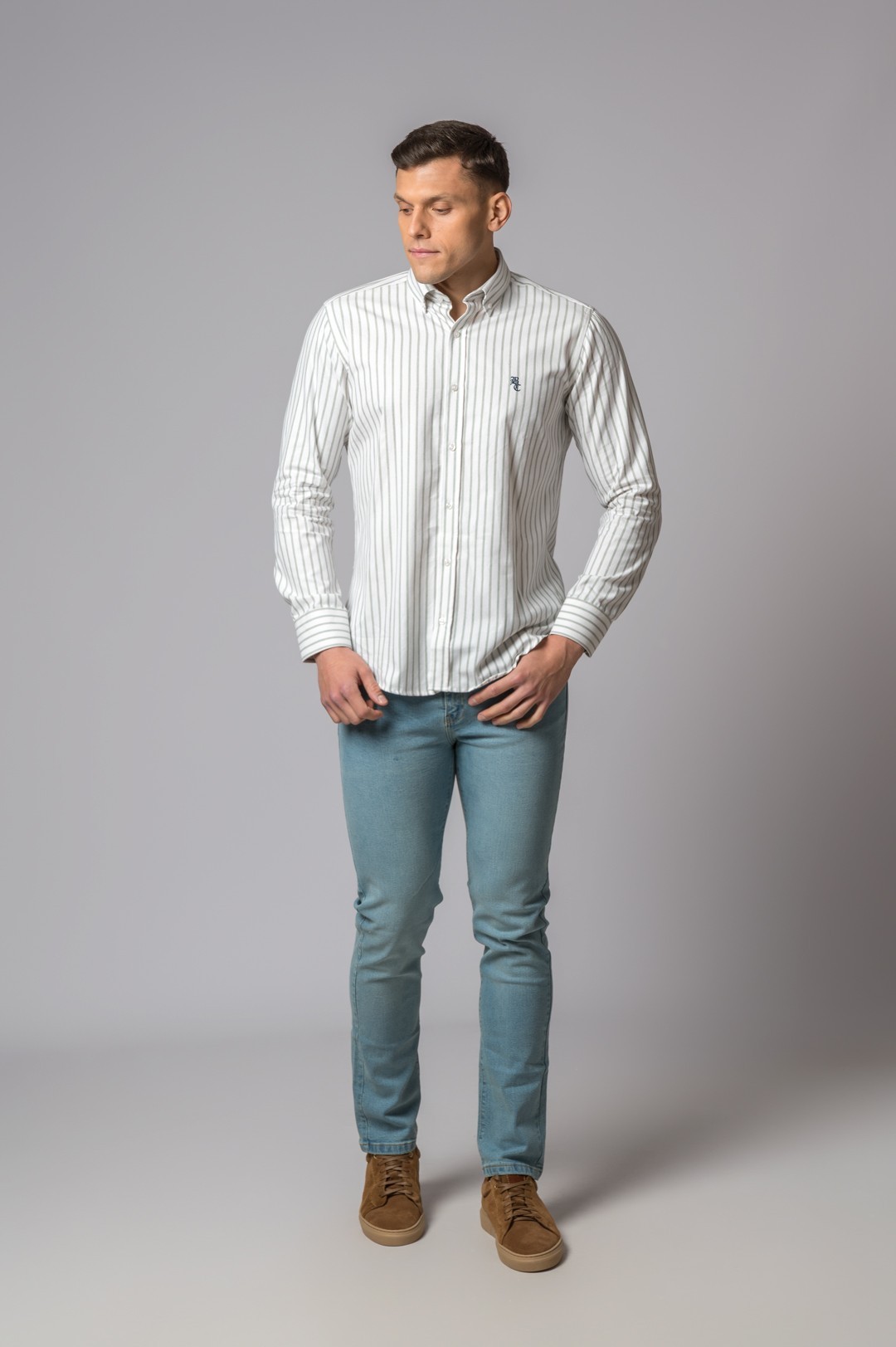 CAMISA RAYAS VERDE PASTEL