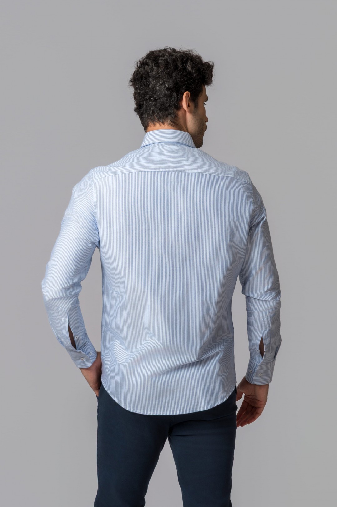 CAMISA OXFORD RAYAS AZUL