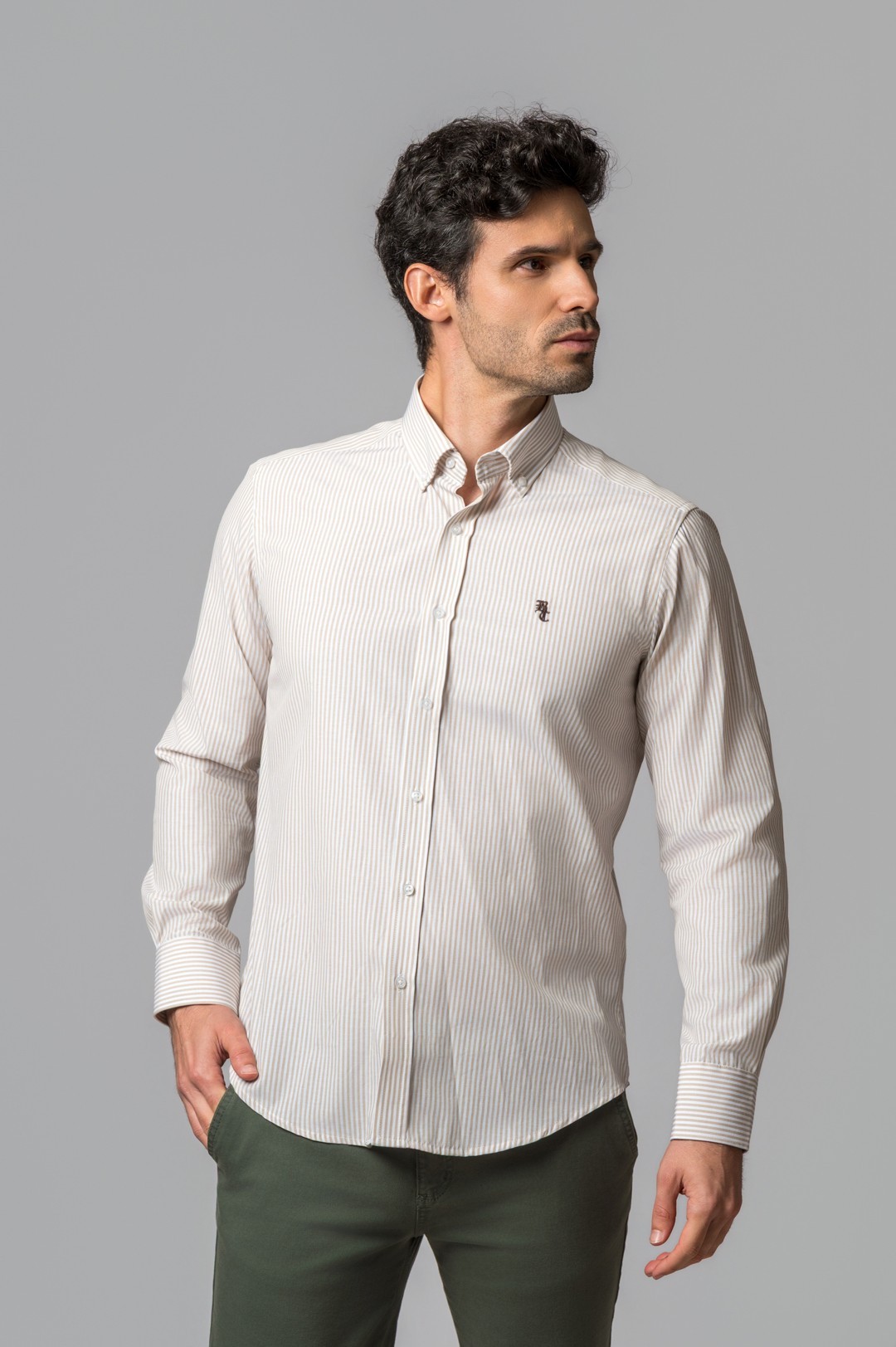 CAMISA RAYAS TOSTADO