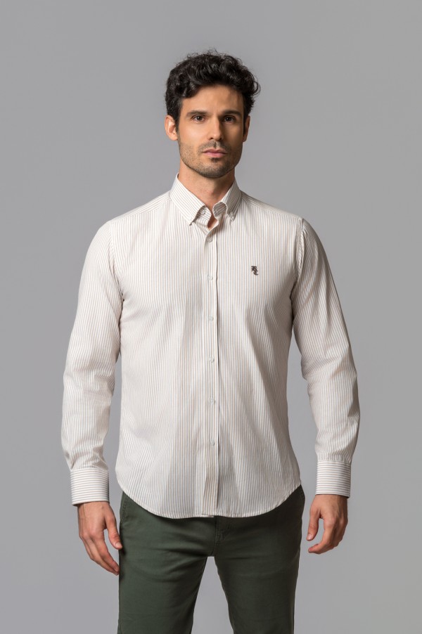 CAMISA RAYAS TOSTADO