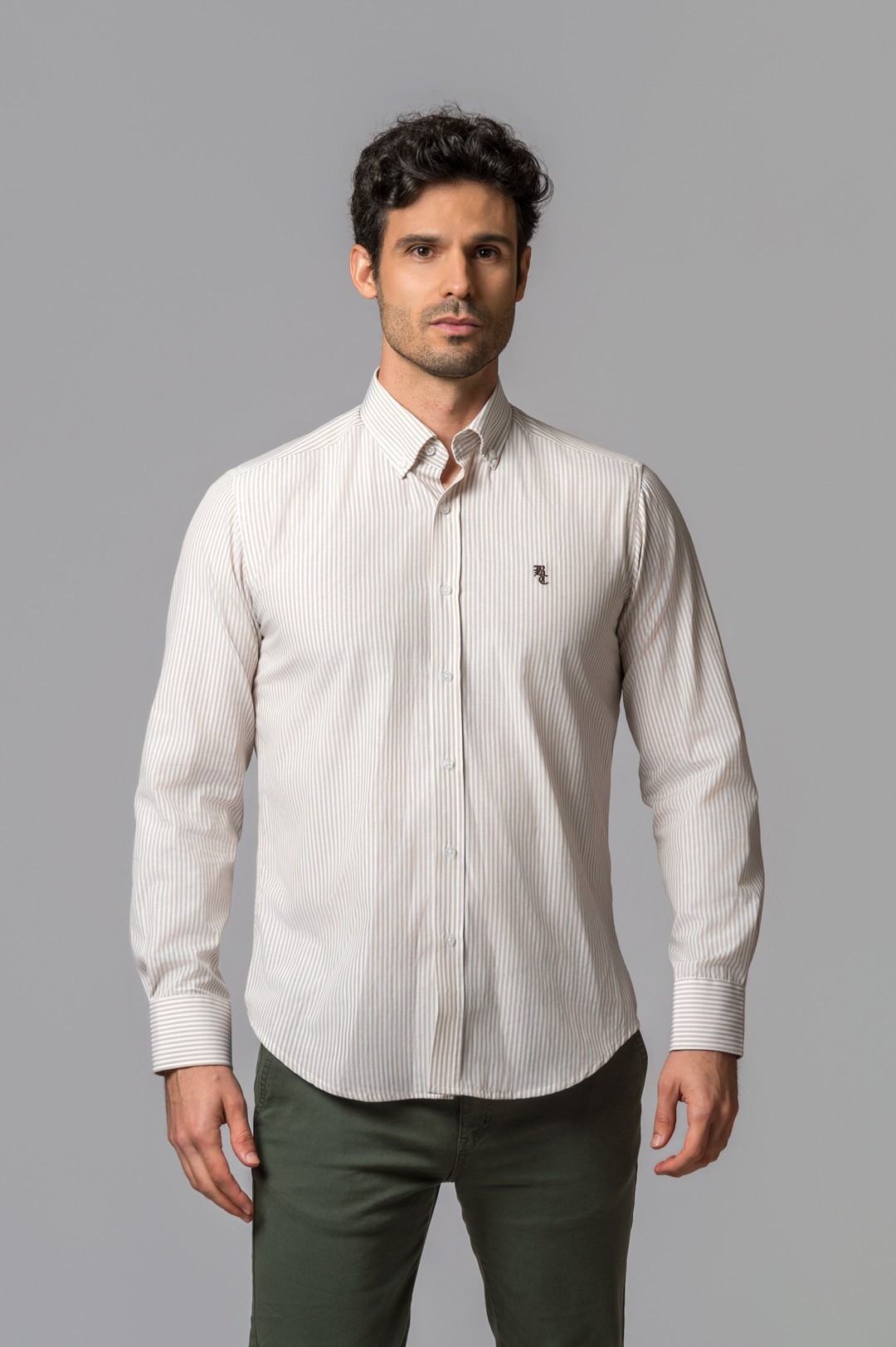 CAMISA RAYAS TOSTADO