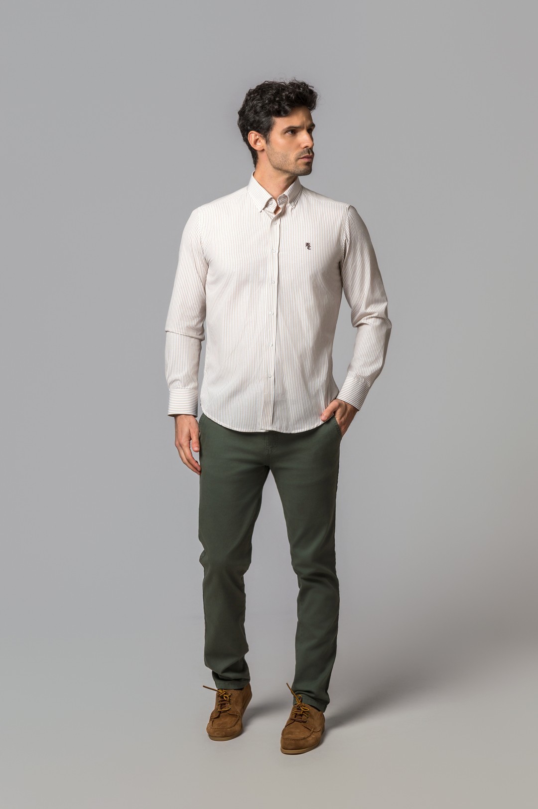 CAMISA RAYAS TOSTADO