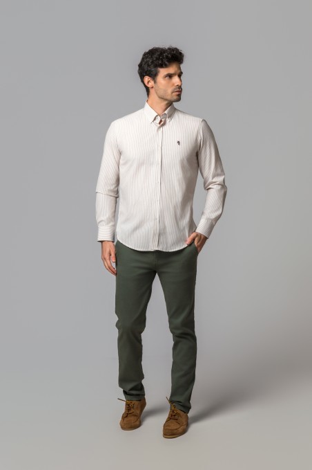CAMISA RAYAS TOSTADO
