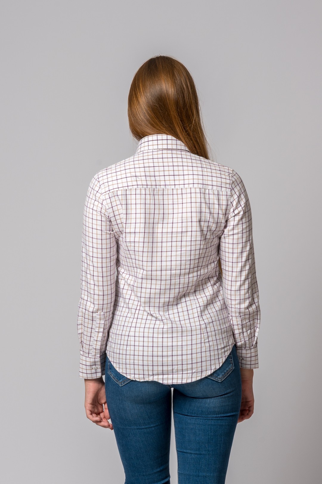 CAMISA CUADROS CAMEL Y BURDEOS
